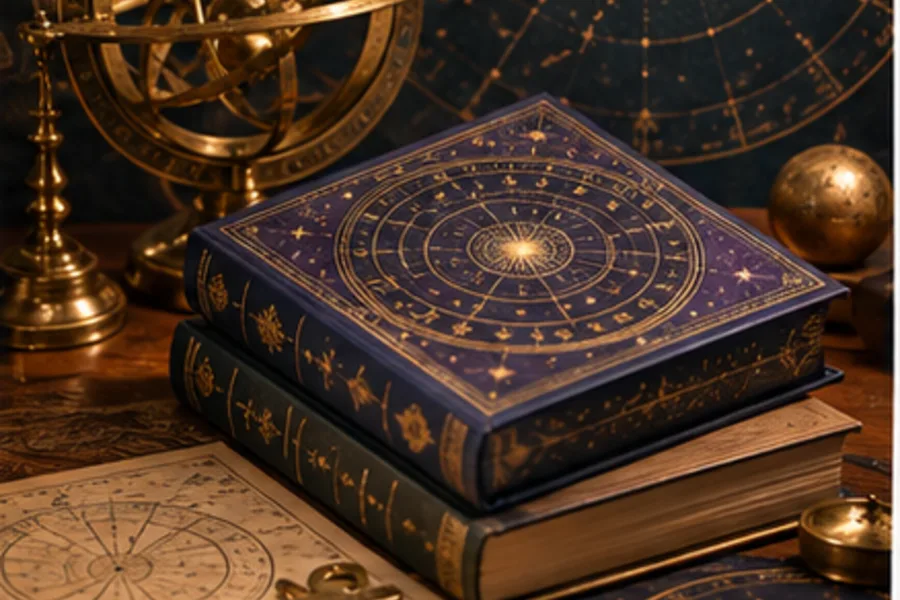 Premium astrology books and celestial reading visual